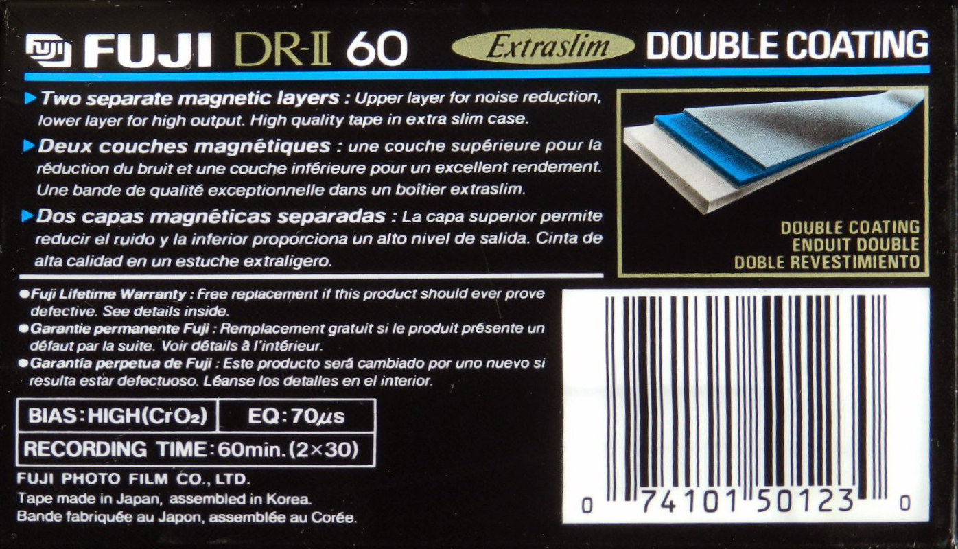 Compact Cassette Fuji DR-II 60 Type II Chrome 1992 North America