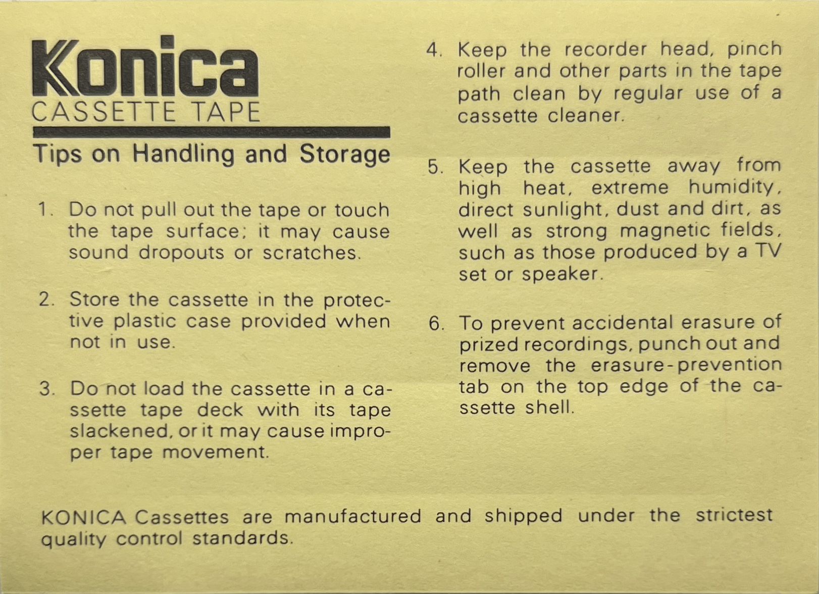 Compact Cassette Konica ML 60 Type I Normal 1984 USA