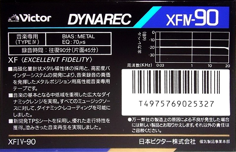 Compact Cassette Victor XFIV 90 Type IV Metal 1987 Japan