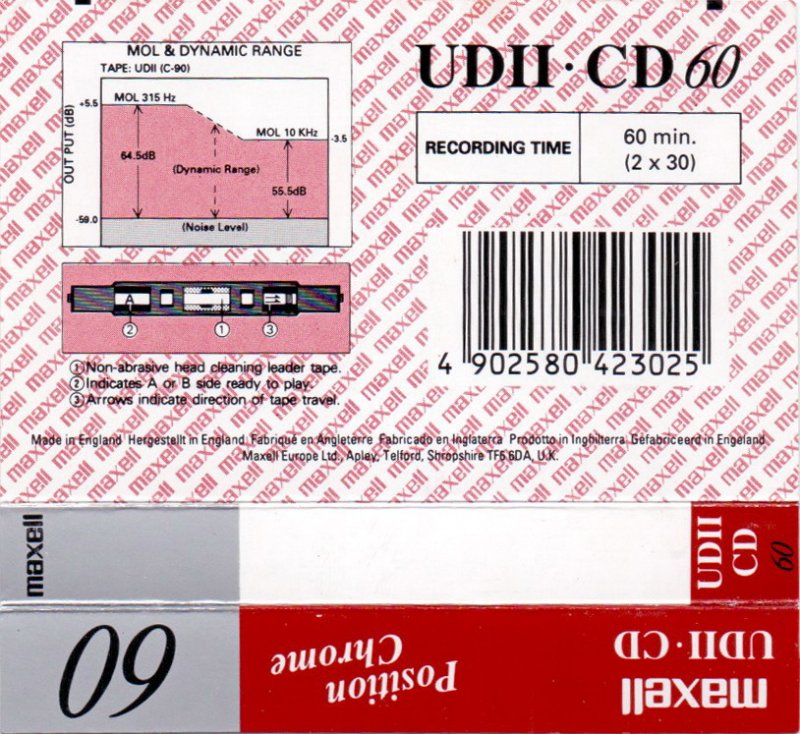 Compact Cassette Maxell UDII-CD 60 Type II Chrome 1996 Europe