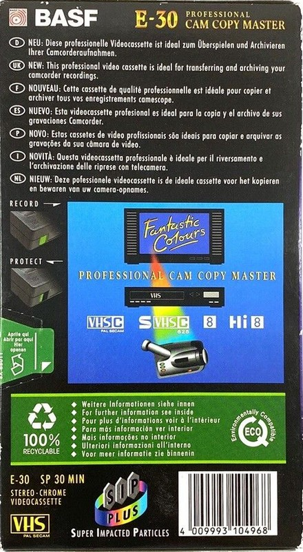 VHS, Video Home System BASF Cam Copy Master 30 Type II Chrome 1996 Europe