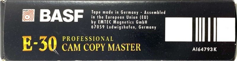 VHS, Video Home System BASF Cam Copy Master 30 Type II Chrome 1996 Europe