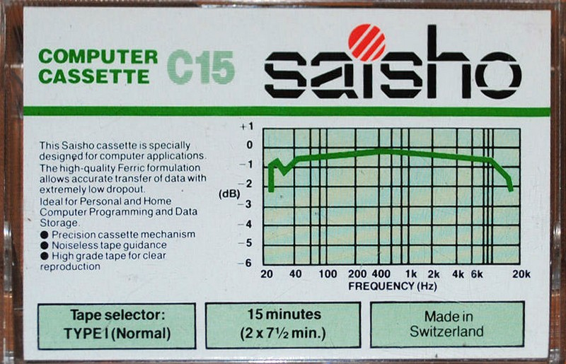 Compact Cassette Saisho 15 Computer Cassette 1985 UK