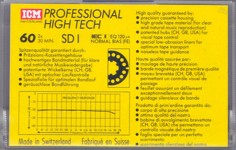Compact Cassette ICM SD I 60 Type I Normal 1989 Europe