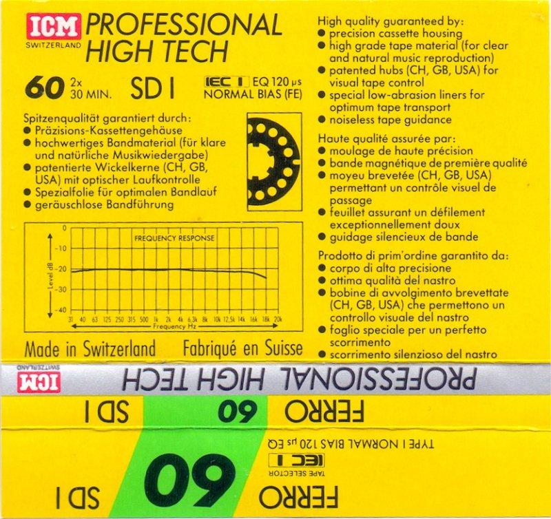 Compact Cassette ICM SD I 60 Type I Normal 1989 Europe