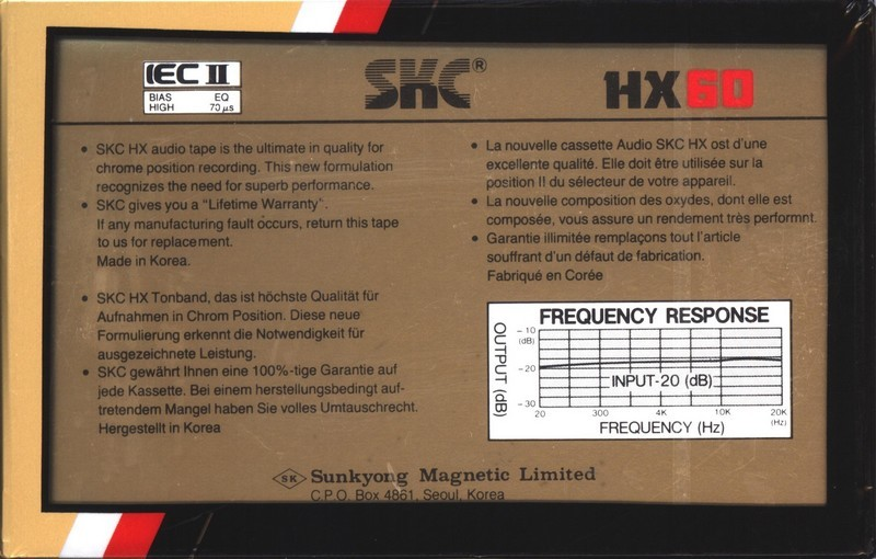 Compact Cassette SKC HX 60 Type II Chrome 1984 Europe