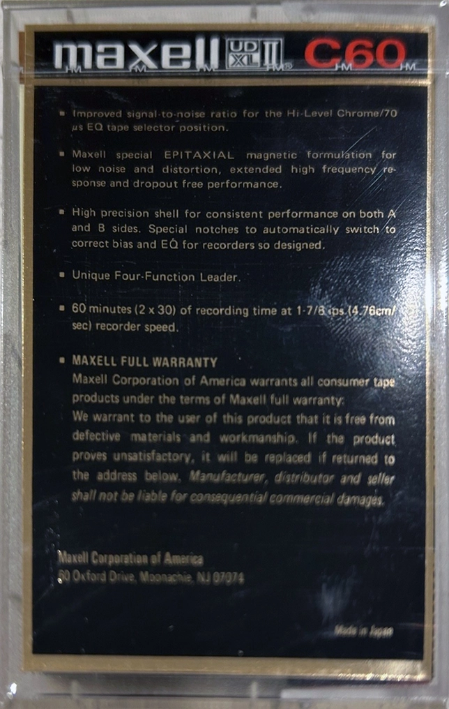 Compact Cassette Maxell UD XLII 60 Type II Chrome 1977 USA