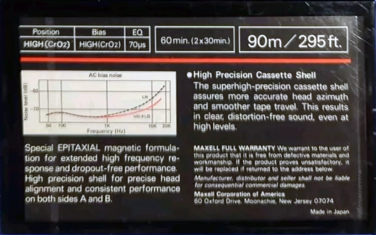 Compact Cassette Maxell UD XLII 60 Type II Chrome 1980 USA