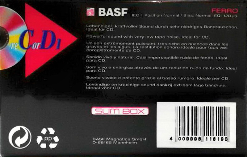 Compact Cassette BASF Record I 90 Type I Normal 1995 Europe