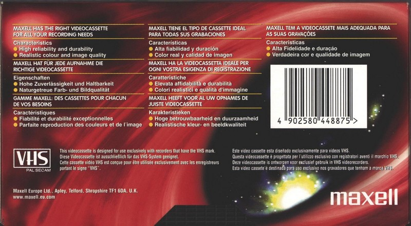 VHS, Video Home System Maxell S 240 "E-240 S" Type I Normal 2002 Europe