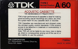 Compact Cassette TDK A 60 Type I Normal 1986 USA