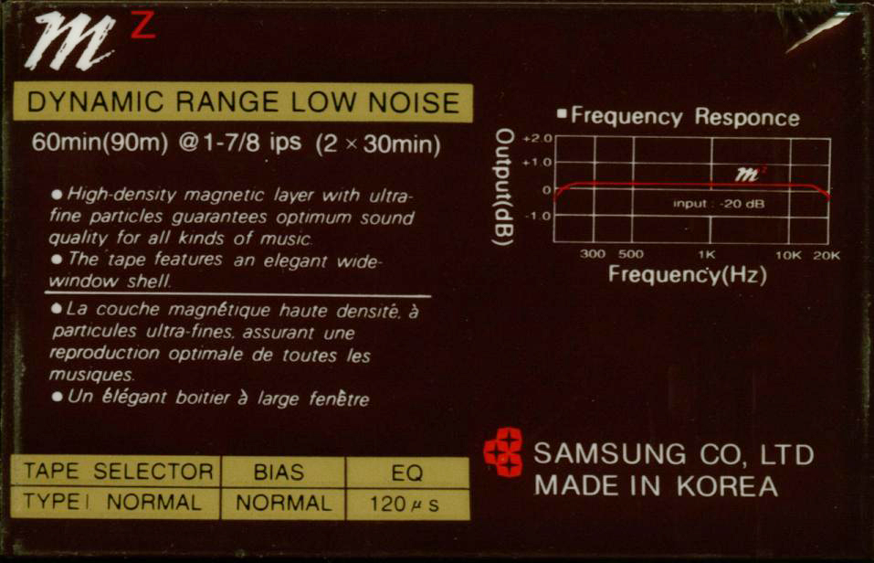 Compact Cassette Samsung MZ 60 Type I Normal 1992 South Korea