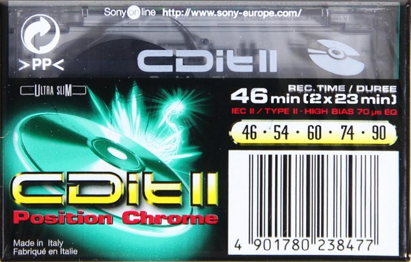 Compact Cassette Sony CDit II 46 "C-46CDIT2B" Type II Chrome 1996 Europe