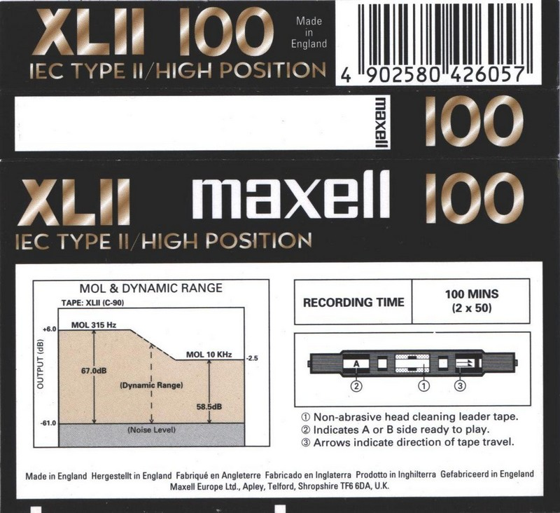 Compact Cassette Maxell XLII 100 Type II Chrome 1998 Europe