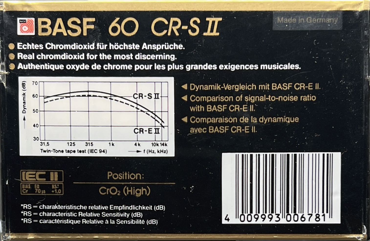 Compact Cassette BASF Chromdioxid Super II 60 Type II Chrome 1985 Europe