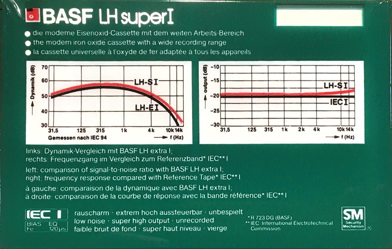 Compact Cassette BASF LH Super I 90 "LH Super I" Type I Normal 1982 Europe