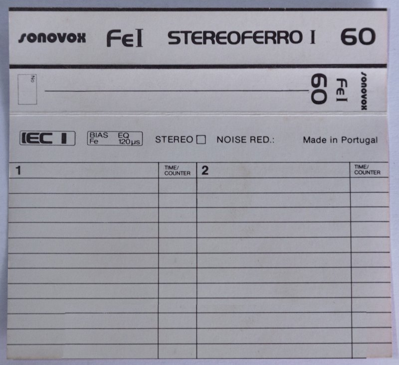 Compact Cassette Sonovox Fe I 60 Type I Normal 1985 Portugal