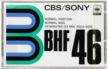 Compact Cassette CBS / Sony BHF 46 Type I Normal 1973 Japan