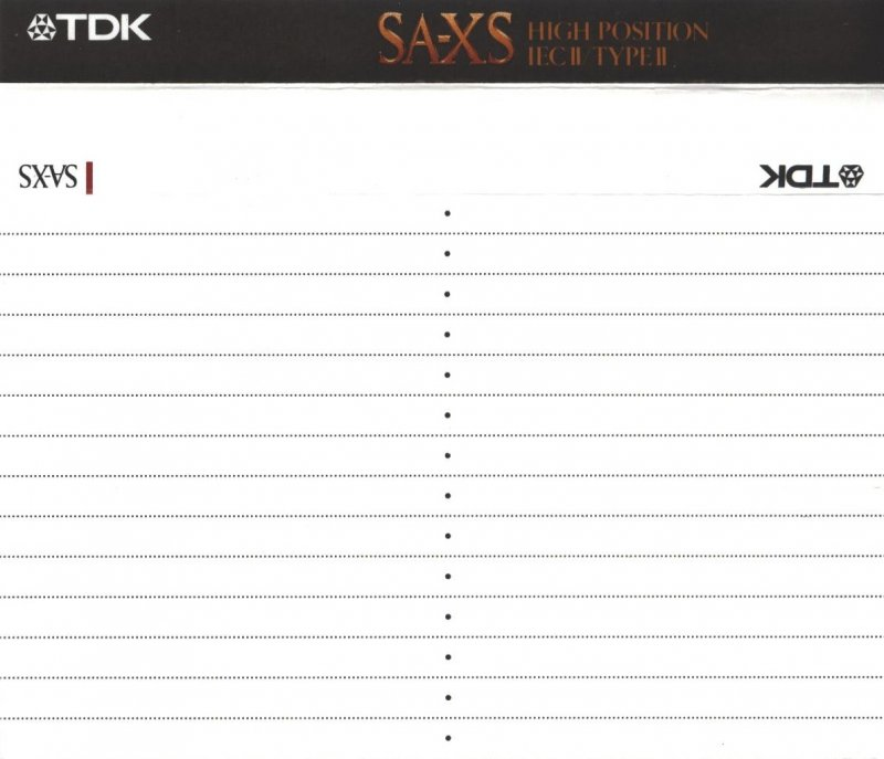 Compact Cassette TDK SA-XS 100 "SA-XS100EB" Type II Chrome 1995 Europe