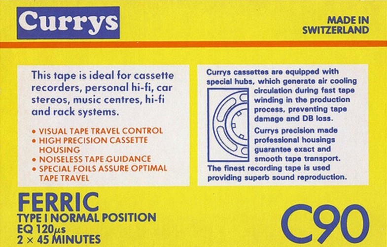 Compact Cassette Currys 90 Type I Normal Switzerland