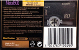 Compact Cassette Sony Metal-XR 80 Type IV Metal 1996 Europe