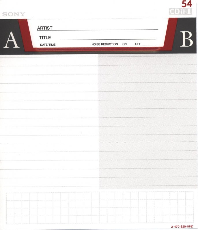 Compact Cassette Sony CDit II 54 Type II Chrome 1990 North America