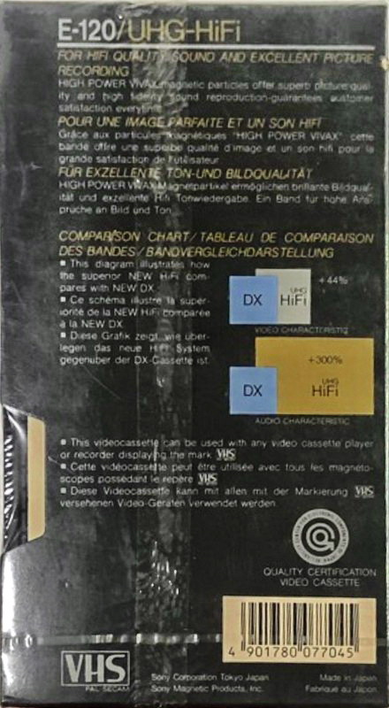 VHS, Video Home System Sony UHG-HiFi 120 Type I Normal 1987 Europe