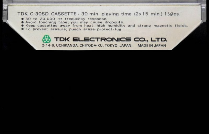 Compact Cassette TDK SD 30 "C-30SD" Type I Normal 1972 USA