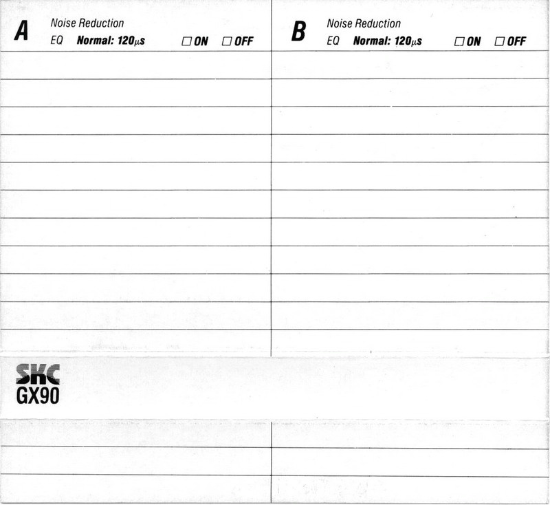 Compact Cassette SKC GX 90 Type I Normal 1990 USA