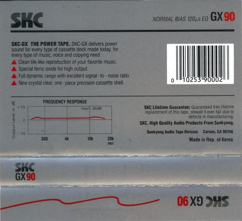 Compact Cassette SKC GX 90 Type I Normal 1990 USA