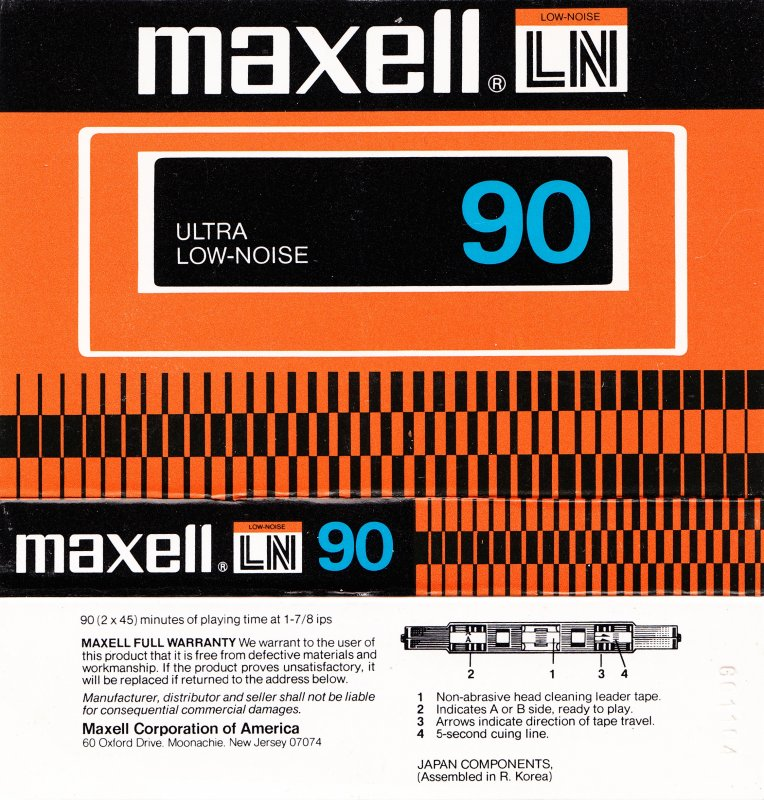Compact Cassette Maxell LN 90 Type I Normal 1977 USA