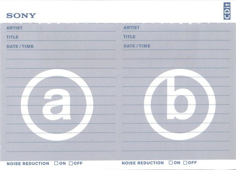 Compact Cassette Sony CDit I 46 "C-46CDIT1B" Type I Normal 1996 Europe