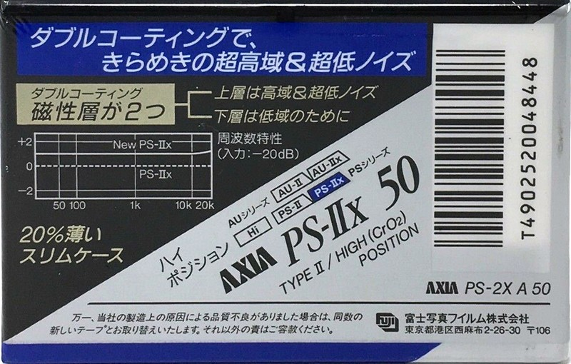 Compact Cassette AXIA PS-IIx 50 "PS-2X A 50" Type II Chrome 1991 Japan