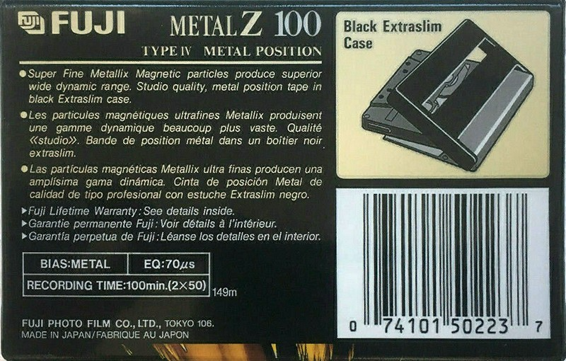 Compact Cassette Fuji Metal Z 100 Type IV Metal 1995 North America