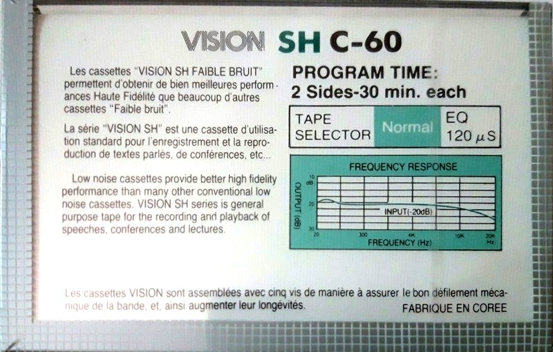 Compact Cassette Vision SH 60 Type I Normal 1982 Europe
