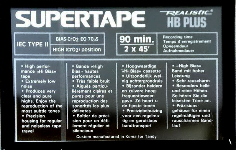Compact Cassette SUPERTAPE HB Plus 90 Type II Chrome 1992 Europe