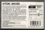 Compact Cassette TDK MA-X 90 Type IV Metal 1986 Australia, Europe