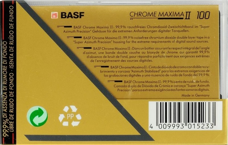 Compact Cassette BASF Chrome Maxima II 100 Type II Chrome 1991 Europe