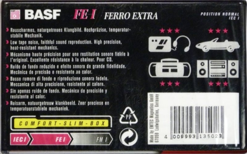 Compact Cassette BASF FE I Ferro Extra 100 Type I Normal 1997 Europe