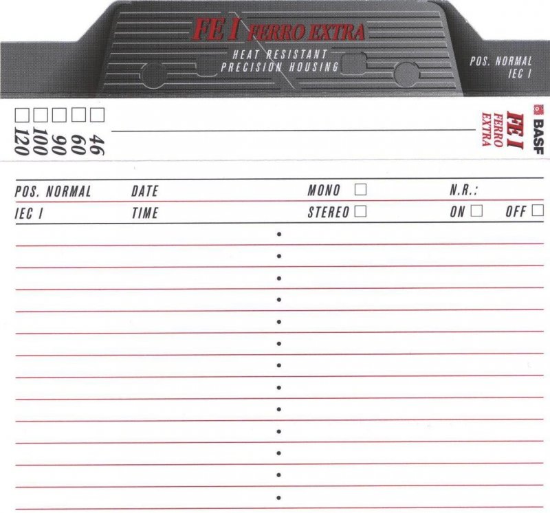 Compact Cassette BASF FE I Ferro Extra 100 Type I Normal 1997 Europe