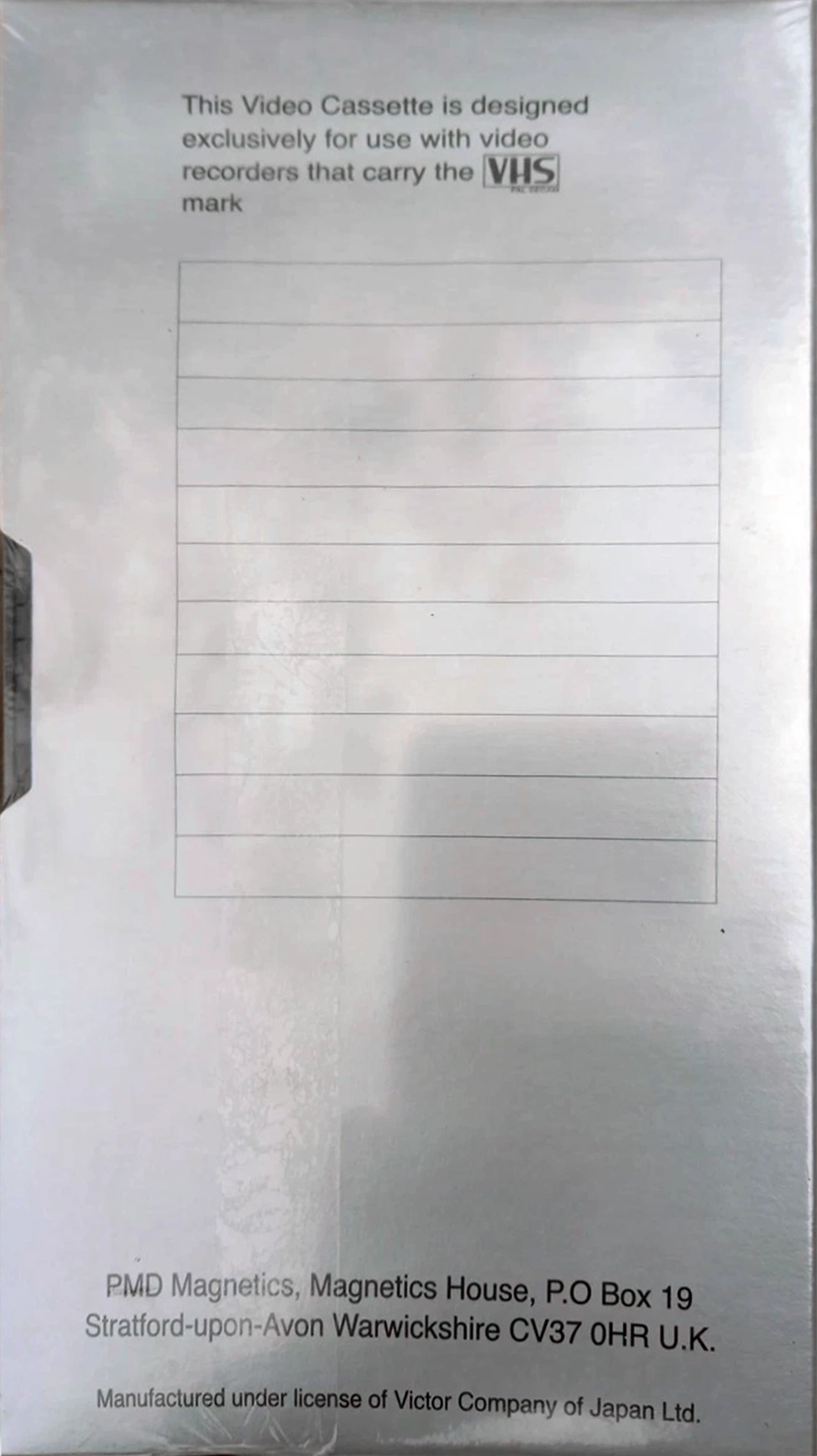 VHS, Video Home System PMD 60 Type I Normal 1993 UK