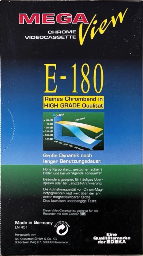 VHS, Video Home System Mega View 180 Type II Chrome 1999 Germany