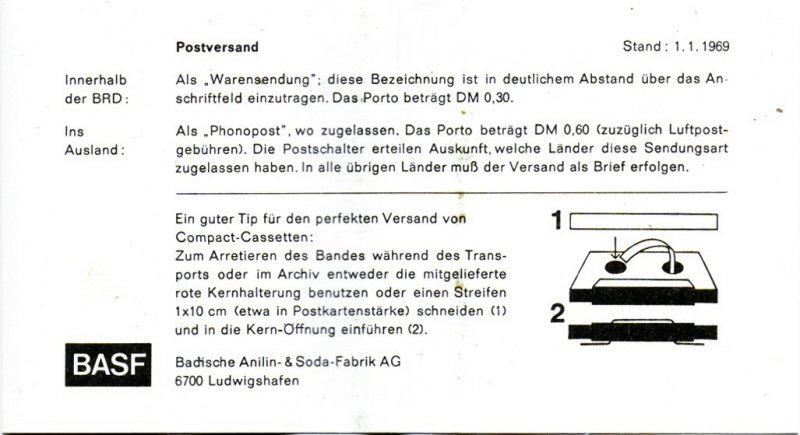 Compact Cassette BASF LH 60 "Plastic case" Type I Normal 1971 Europe