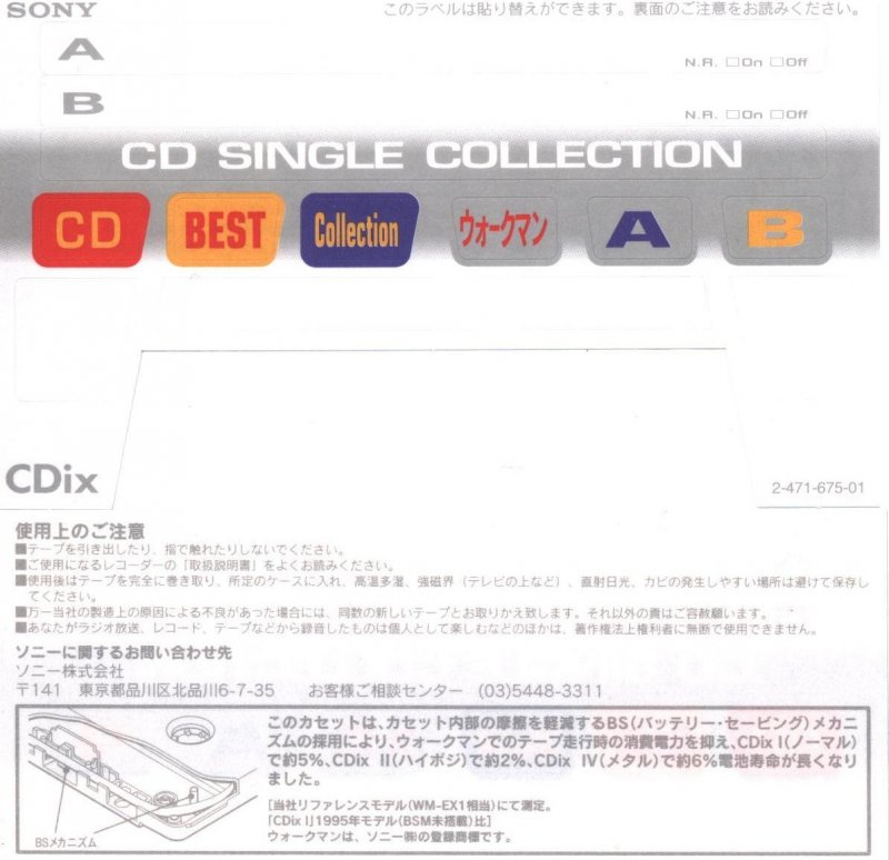 Compact Cassette Sony CDix II 90 "C-90CDX2E" Type II Chrome 1997 Japan