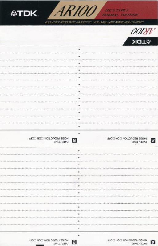 Compact Cassette TDK AR 100 "AR-100ES" Type I Normal 1990 Europe