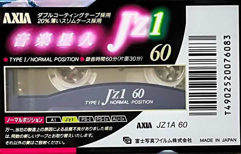 Compact Cassette AXIA J`z 1 60 "JZ1A 60" Type I Normal 1992 Japan