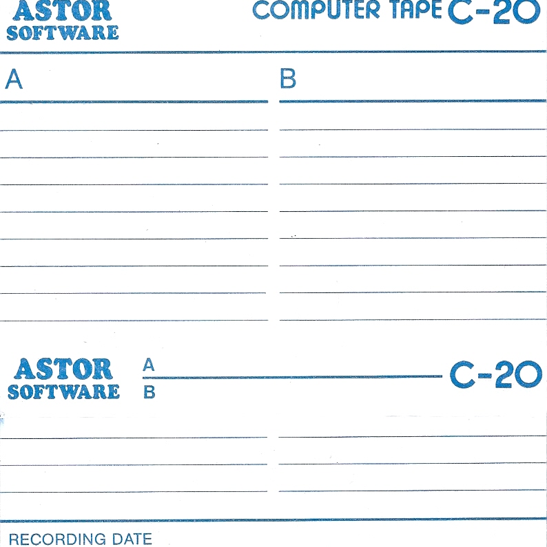 Compact Cassette Astor Software 20 Computer Cassette 1983 Portugal