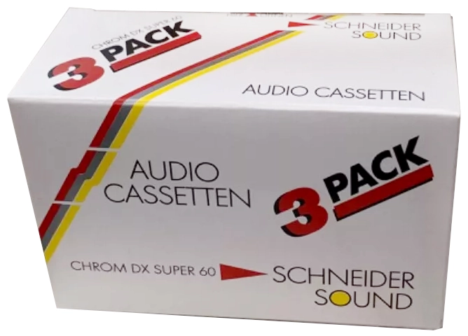 3 pack Schneider Chrom DX Super 60 "SOUND" Type II Chrome 1989 Germany