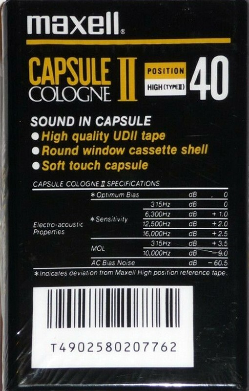 Compact Cassette Maxell Capsule II 40 "Cologne" Type II Chrome 1990 Europe