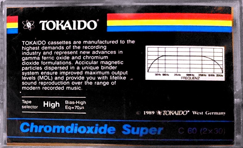 Compact Cassette Tokaido Chromdioxide Super 60 Type II Chrome 1989 Europe